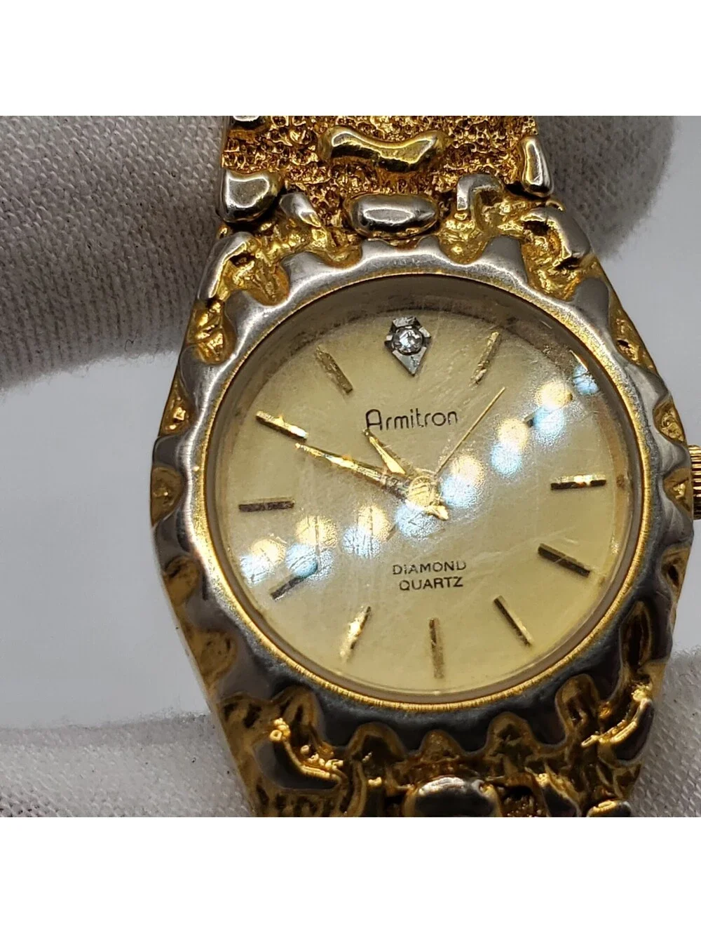 Armitron Gold Nugget Style Watch Women 24mm New Battery